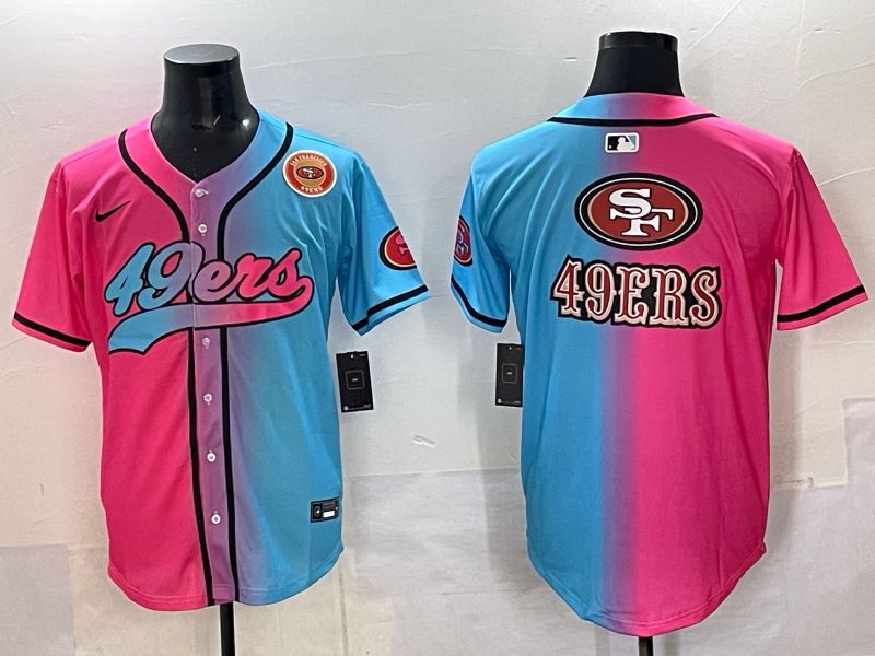 Men 2025 San Francisco 49ers Blank Blue pink Nike Limited NFL Jersey style 05->san francisco 49ers->NFL Jersey